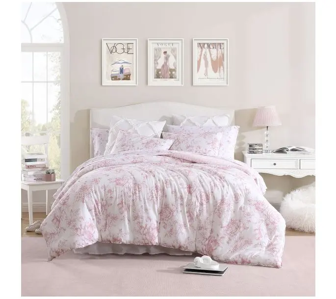 Laura Ashley Delphine Pink Full Queen Comforter Sham Set Laura Ashley Delphine Pink Full Queen Comforter Sham Set
