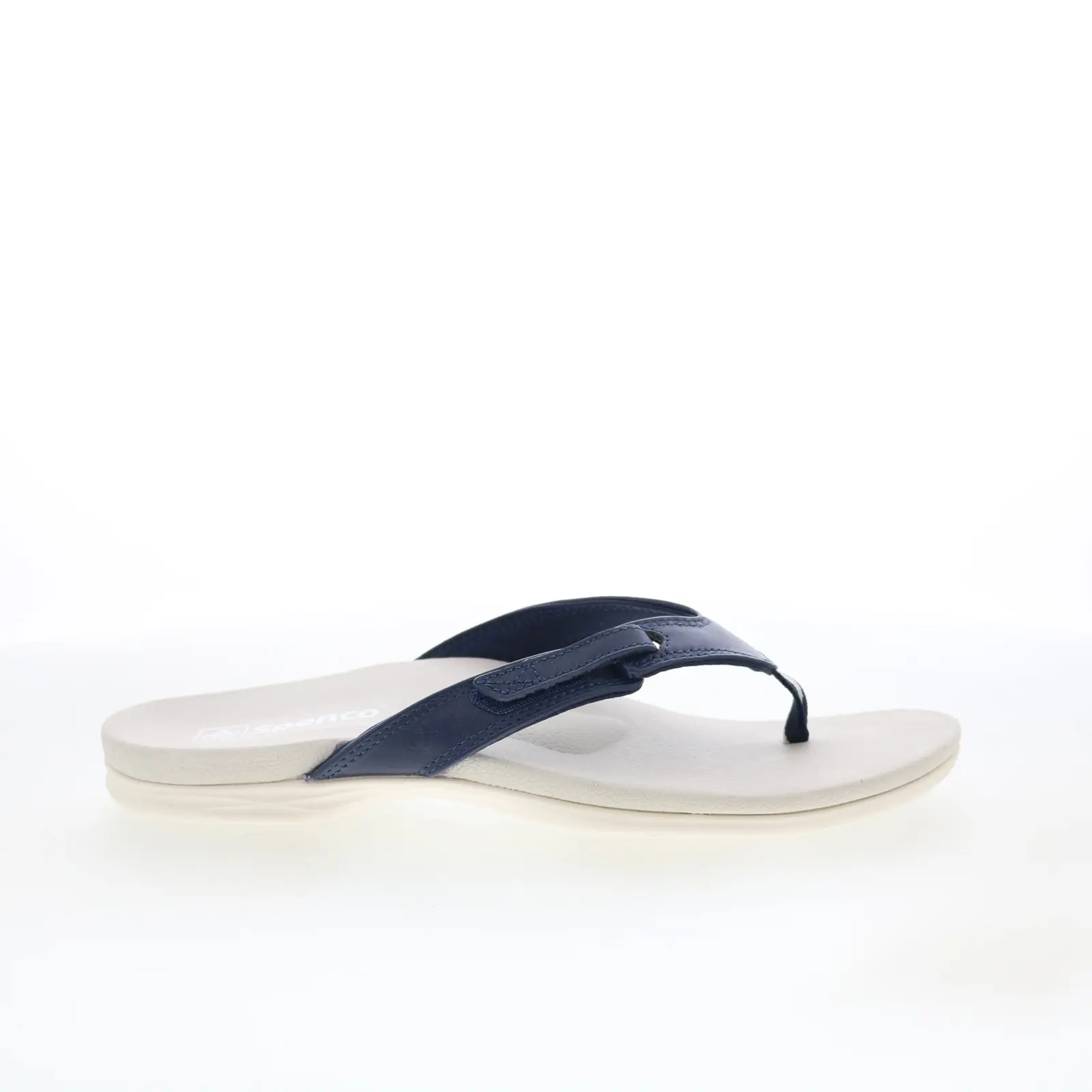 Spenco Ava SP1137PEA Womens Blue Wide Leather Flip-Flops Sandals Shoes