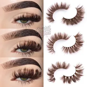 Brown Fluffy Mink Strip Eyelashes 18mm-22mm 1 Pair Fluffy Lashes for Enhanced Eye Makeup Lightweight Cotton Band Wearable Up to 35x