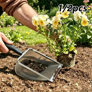 1/2pcs Gardening Soil Sifter Pack - Garden Sand Soil Compost Sifter with Handle, Two Garden Sifters (3.8mm and 5mm Mesh), Ideal for Sand, Rocks, Dirt, Compost, Perfect for Gardening