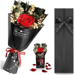 Real Forever Flower Roses for Delivery  Preserved Roses in  Box with 's Breath, , Greeting Card, Red Rose for Women, Valentine's Day  Give Girlfriend/Mother/Wife's Anniversary
