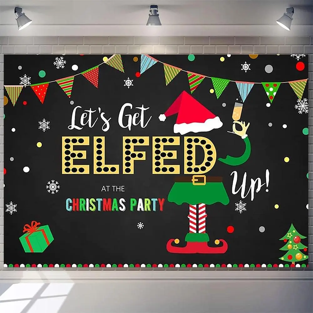 Large Size Ugly Sweater Print Backdrop Banner - 230x180cm Durable Polyester Festive Decor with Santa Hat, Snowflakes, Gift Boxes for Friendsmas Gatherings, Birthday Party Decorations, Happy Birthday Party Decoration Photo Booth Events