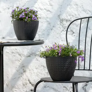 Pavin Matte Black Planters, Set of 2