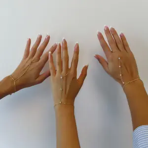 EVRY JEWELS Gold or Silver Plated Women's Hypoallergenic Viral Hand Chain Bundle : 3 Piece Hand Chain Bundle