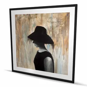 212 MAIN Framed Matted Audrey Hepburn Big Hat Print Wall Art, 48x48 in Hollywood Glam Framed Set, Artistic Photo - Home Decor, Ideal Gift for Home Supplies
