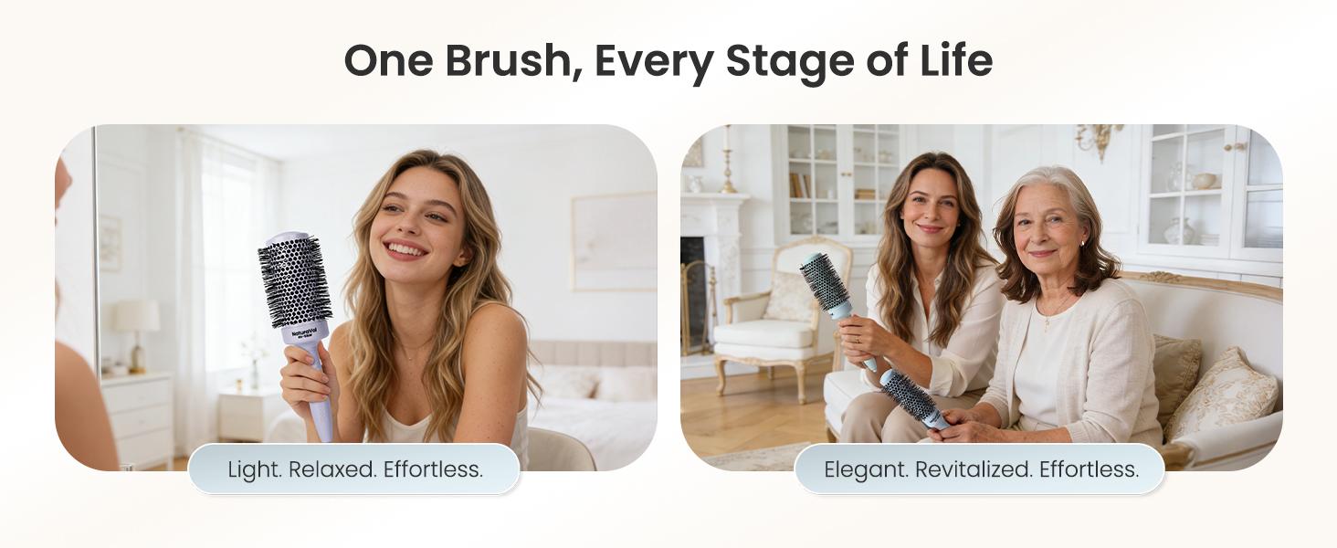 AIMIKE NaturaVol Round Brush for Blow Out, Nano Thermal Ceramic Round Hair Brush for Fine Hair, Fast Blow Dry for Smooth Salon-Style Finish at Home, Adds Volume,Blue (1.3" Barrel, 2.1" with Bristles)