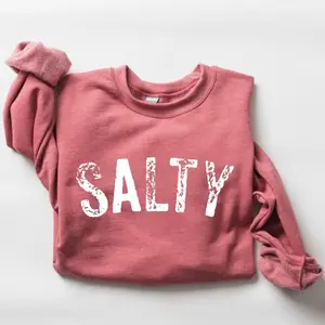 Salty Gildan Sweatshirt, Retro Summer Beach Crewneck, Women’s Favorite, Trendy Apparel, Cute Today Sweater, Women’s Outfits, Favorite Casual for Her