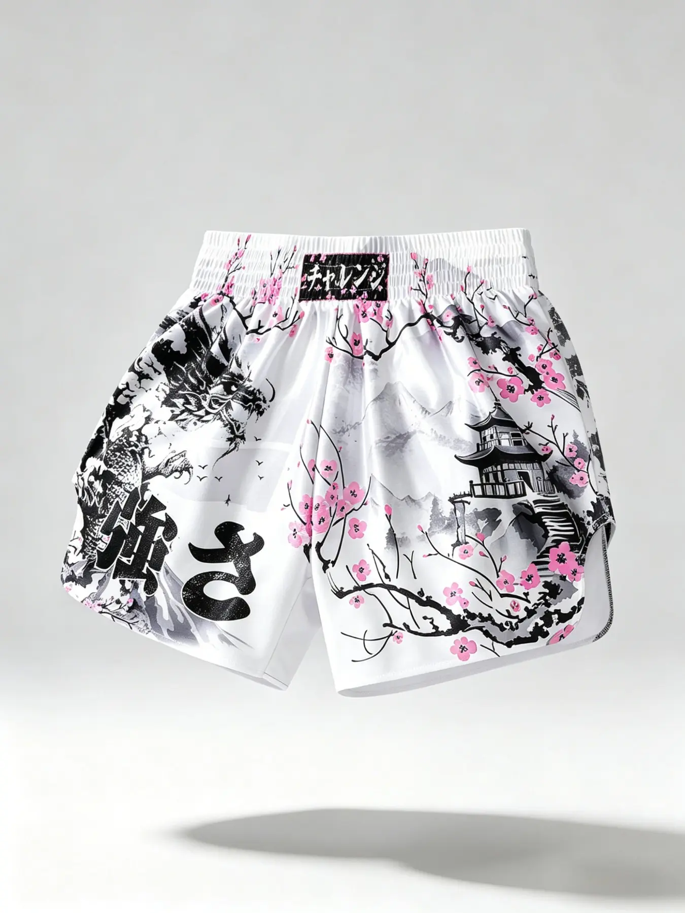 Men's Japanese Ukiyo-E Dragon Cherry Blossom Muay Thai Shorts, Graphic Shorts, Street Style Quick-Dry Gym Shorts, Gym Beach Summer Versatile, Athletic Wear Shorts, Casual Graphic Shorts, Sports Drawstring Shorts