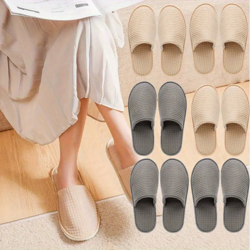 6 Pairs Spa Slippers, Non Slip Disposable Slippers For Guest, Washable Reusable, Which Can Be Used As Women Men, House, Indoor, Bathroom, Bedroom, Hotel, Bride Slippers