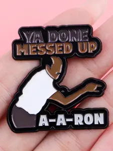 Elegant Women's Zinc Alloy Brooch Pin, Cartoon Quote Design, Fashion Accessory, Unique Gift Idea, Casual Style, All Seasons Wear, Durable Metal Pins, Letter Brooch Pin, Lapel Pins