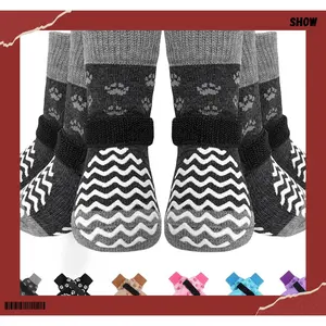 EXPAWLORER 6Pcs Anti Slip Dog Socks to Prevent Licking Paws, Dog Shoes for Winter, Double Sides Dog Boots & Paw Protectors Booties for Hardwood Floors with Grippers Small Medium Large Senior Dogs, M(Costume Sets)