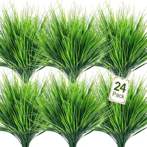 24 pieces of artificial wheatgrass greenery stems, suitable for use in gardens, yards, weddings, desktop decorations. The plastic shrubs can be used for porches, window sills flower boxes, and spring home and outdoor decorations. Artificial Plants