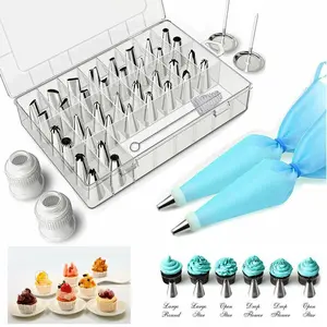 SJPACK 42pcs Icing Piping Cream Nozzles Tips Pastry Bag Cake Decorating Baking Tool Set with 36 Different Nozzles for Professional & Home Use