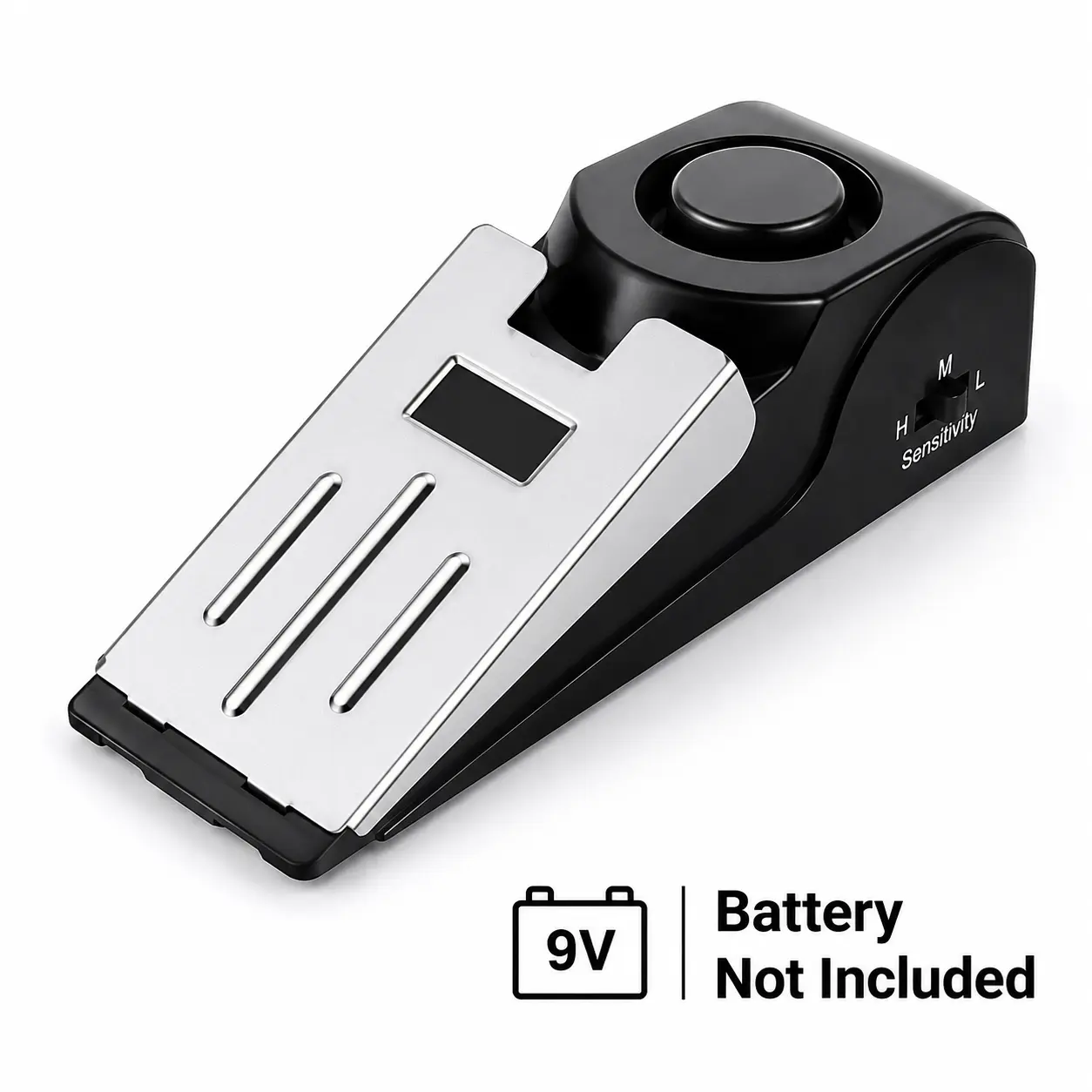 120dB Door Stop Alarm with 3 Adjustable Sensitivity Levels, Portable Anti-Slip Wedge Door Stopper Security Alarm for Home, Apartment, Hotel, Dorm and Travel