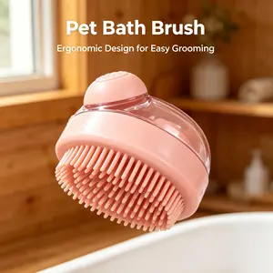 All-in-One Pet Bath Brush with Shampoo Dispenser – Stress-Free Grooming for Dogs & Cats，Pet Bath Brush with Shampoo Dispenser | Soft Silicone Grooming Massager