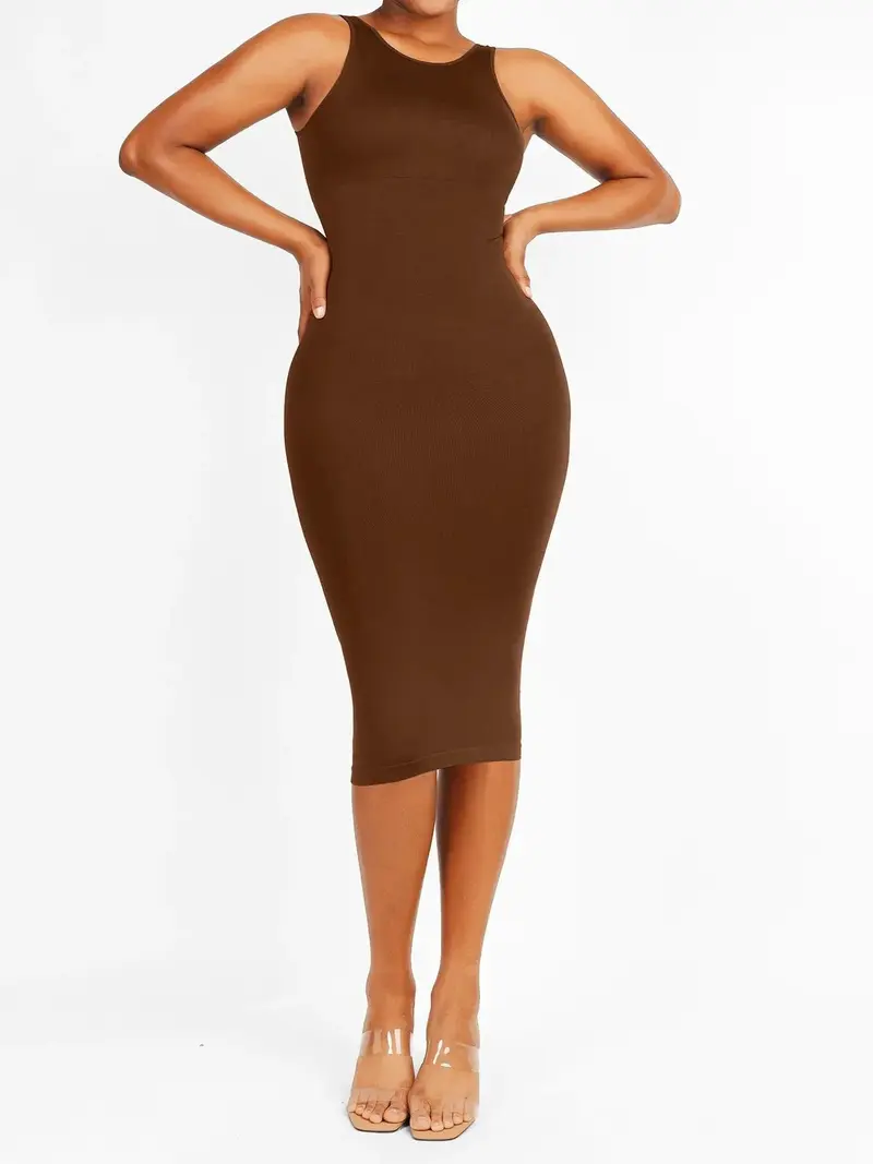 bodycon dress stomach Modal Tummy Control Midi Dress | Seamless Shapewear