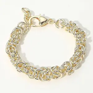 14K Gold Plated Chunky Intricate Knot Link Chain Bracelet