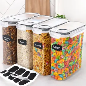 4-Pack Sealed Grain and Dry Food Storage Containers - Kitchen and Food Storage Jars for Flour, Sugar, Rice, Nuts, Snacks, Pet Food, etc. (138.8 oz)