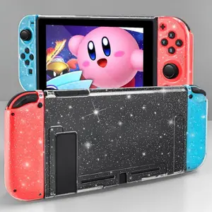 BY-L Dockable Crystal Case for Nintendo Switch - Glitter Bling Cover with Shock-Absorption & Anti-Scratch Design (Crystal Glitter)