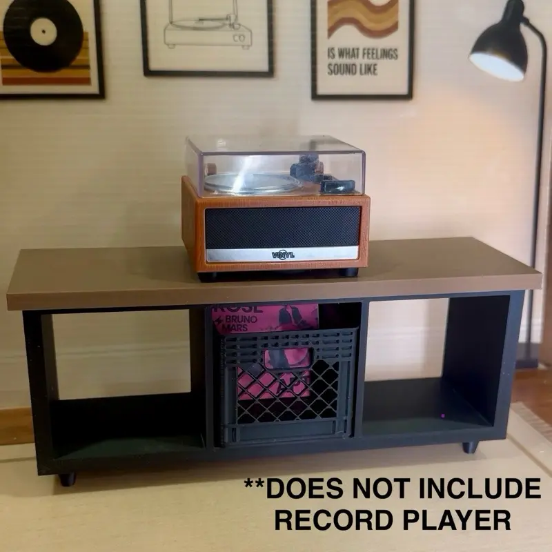 Stand for Mini Record Player with Vinyl Storage Crate Compatible with Mini Brands & Mini Verse Record Players Toy