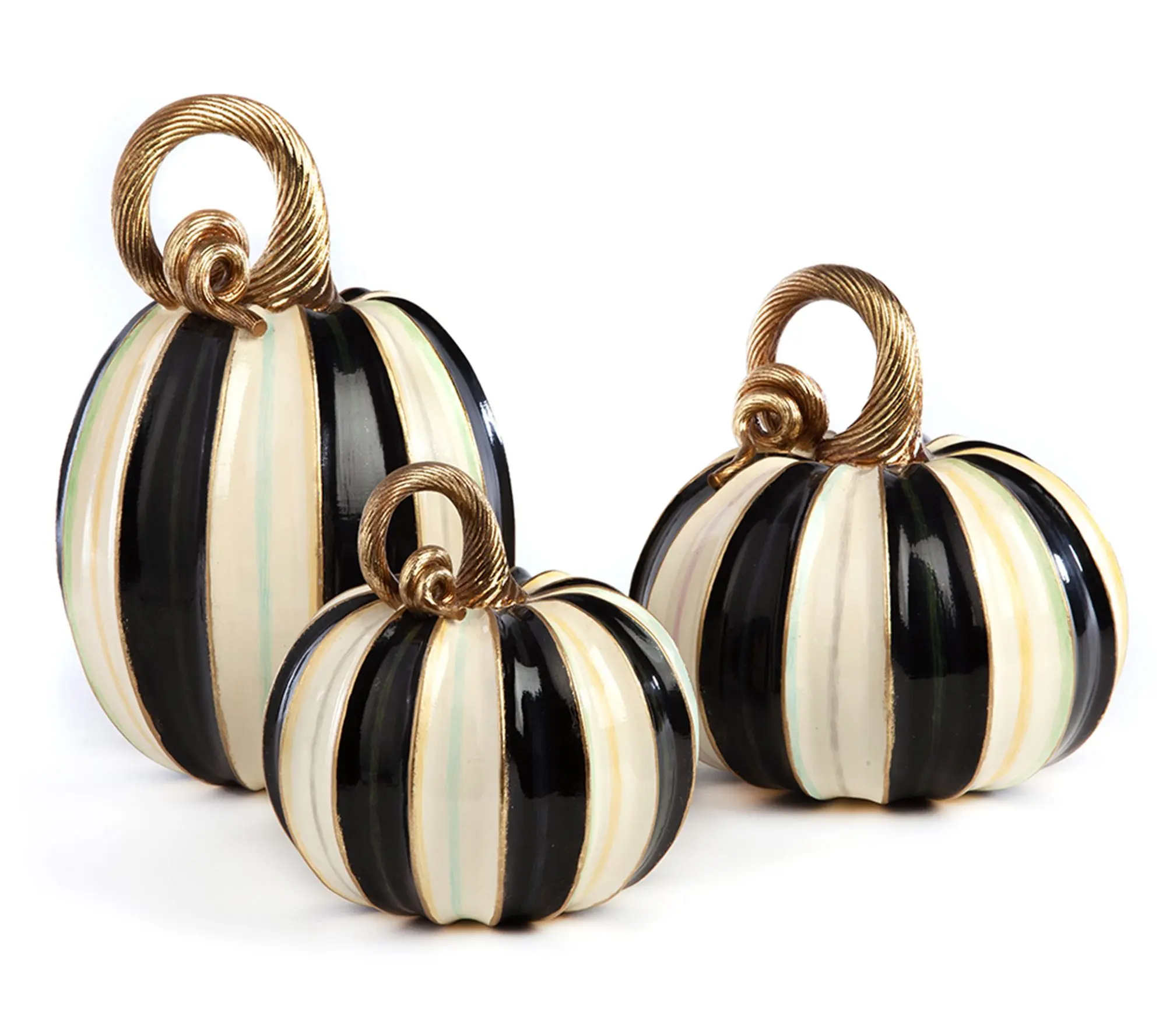 MacKenzie-Childs Set of 3 Elegant Stripe Pumpkins