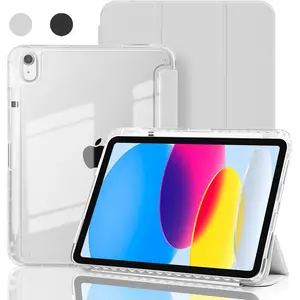 Case for iPad A16 11th Generation 11 Inch 2025, iPad 10th Generation 10.9 Inch 2022, Hybrid Protective Cover with Pencil Holder, Clear Transparent Back Shell Anti-Yellowing Tablet Case