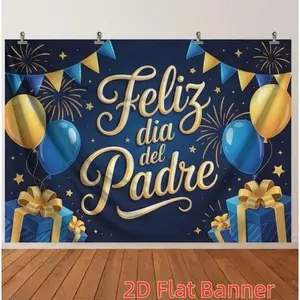 1PC Polyester 2D Flat Custom Backdrop Banners - Father's Day "Feliz Dia Del Padre" Themed Decor, Party Atmosphere Tapestry, Photo Background Wall Hanging for Party Scene Decoration