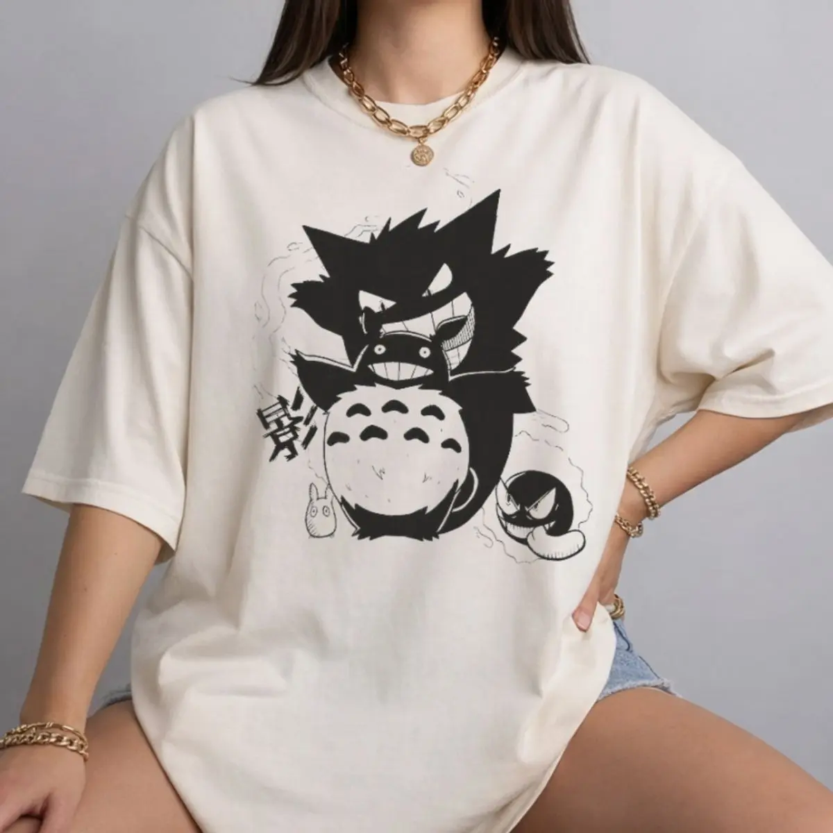 Comfort Colors Gengar Anime T Shirt – Cute Ghost Graphic Tee, Japanese Kawaii Shirt, Spooky Cartoon Shirt, Vintage Anime Gift For Fans , Unisex Garment-Dyed Tee, Casual Clothing