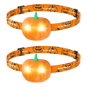 #fathersdaygift EverBrite Halloween Pumpkin Headlamp for Kids Halloween Gifts for Children,2 Modes LED Head Lamp, Adjustable Headband Halloween Party Favors for Kids, Orange Spot & Strobe Lights 2 Pack