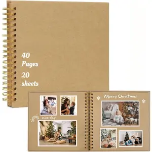 DIY Scrapbook Album Hardcover Kraft Paper Scrap Book Photo Albums 40 Pages Perfect for 4x6 / 5x7 Photos Memory Book for Family, Wedding,DIY Anniversary Wedding Travel Writing Friend Birthday Gift,  Easter,Halloween,Valentine's Day, Christmas, Ideal Gift