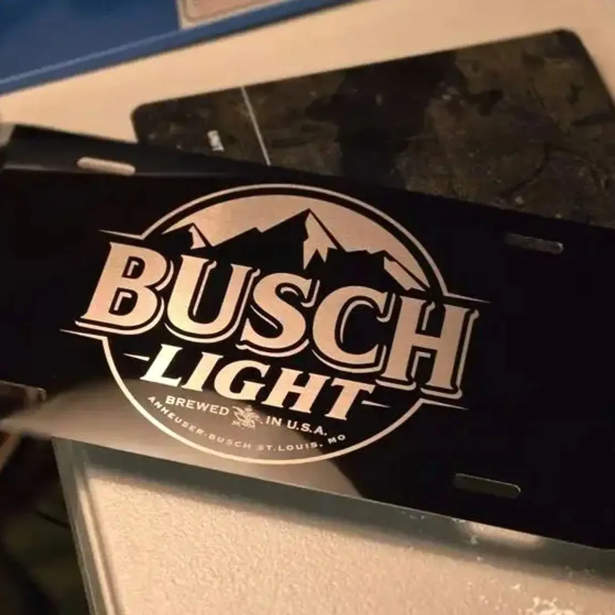 Busch Light License Plate - 100% Aluminum, 12 x 6, Pre-Drilled for Easy Installation, Made in US