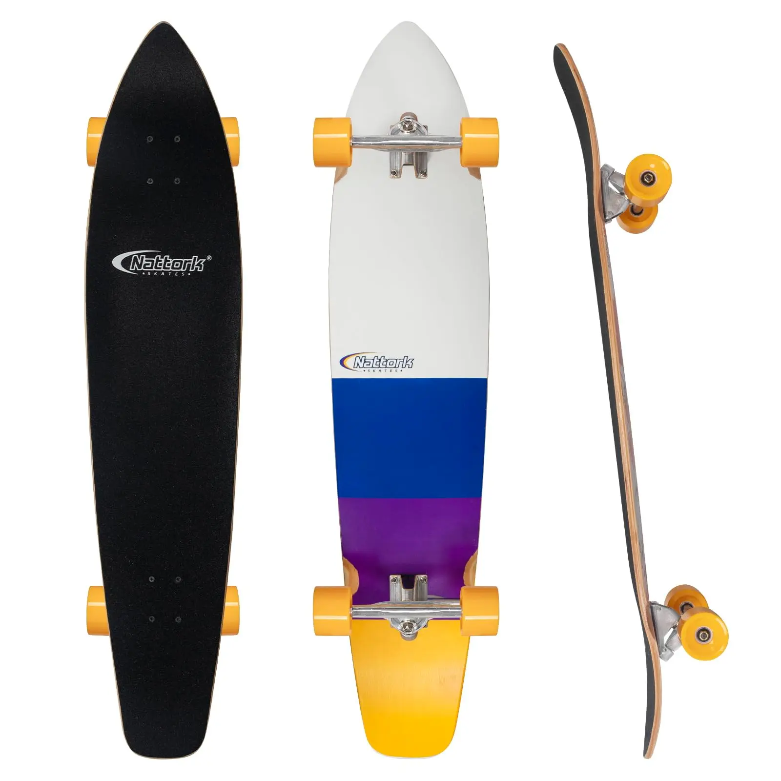 Maple Bamboo Longboard for Carving & Downhill Riding, Stable Hybrid Deck ABEC-11 Bearings Freeride Skateboard with T-Tool