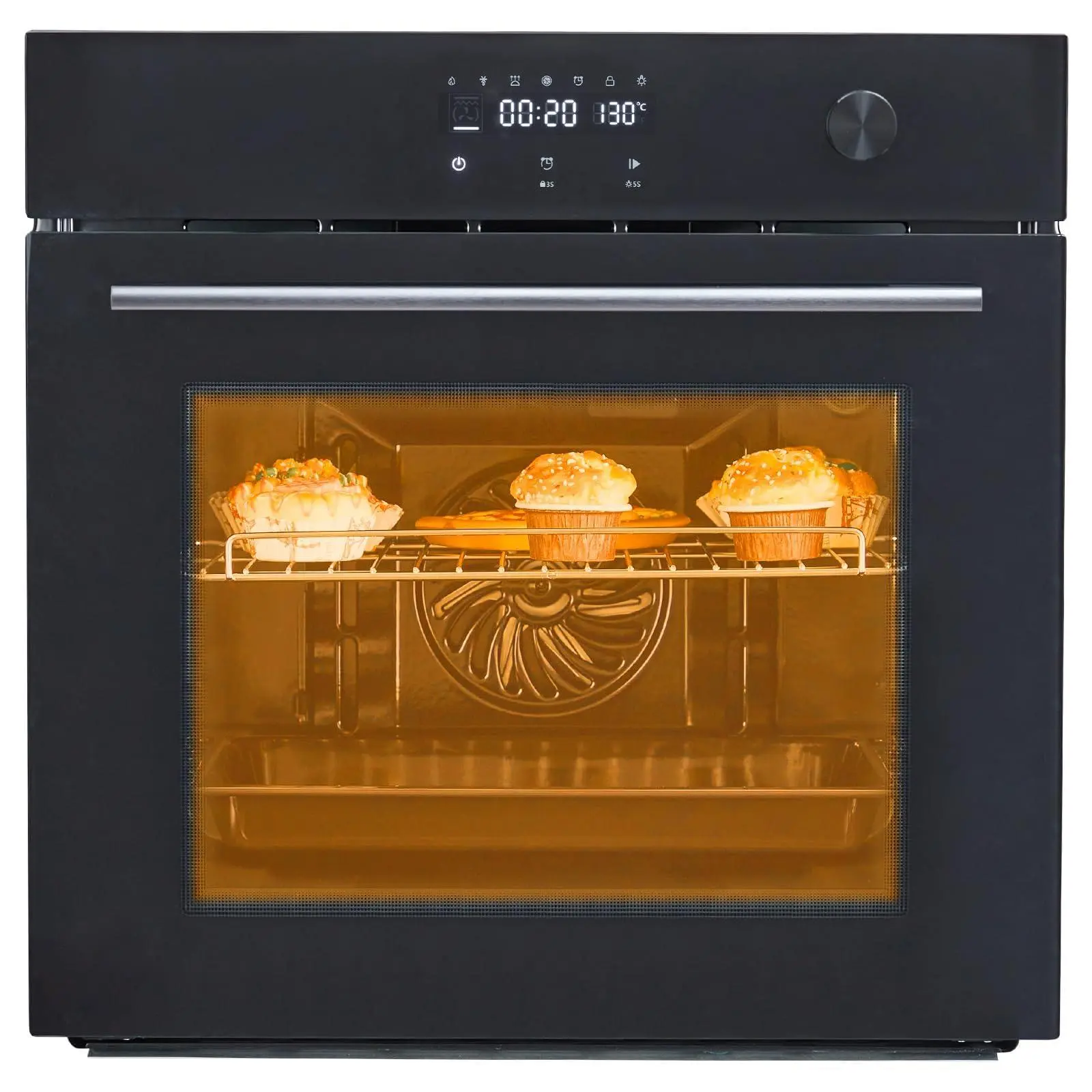 24 Inch Electric Single Wall Oven, 2.5 Cu.ft Built-in Convection System with 8 Cooking Functions in Stainless Steel, Touch Control
