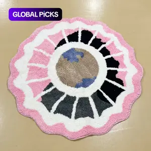 Round Floral Shaped Rug, Floral Pattern Rug, Machine Washable Non-slip Soft Floor Carpet, Soft Fluffy Rugs, Soft Shaggy Rug, Plush Decorative Mat for Home Living Room Bedroom, Unique Rugs, Decorative Area Rug #GLOBAL PICKS