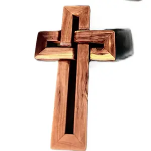 Handmade Wood Infinity Cross Decor, Modest Christian Religious Wall Decor for Collectibles