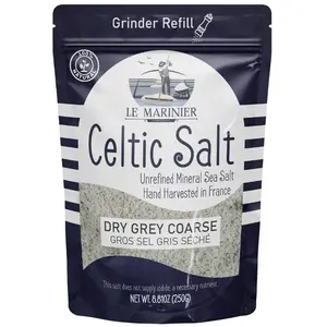 Le Marinier Celtic Salt Dry Grey 0.6lb Mineral-Rich Unrefined Sea Salt 100% Natural Hand Harvested Light Grey Electrolyte Low Sodium