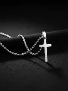 Unisex Stainless Steel Cross Necklace, Men's Chain Style, Casual Daily Wear, Perfect Gift, All Seasons Jewelry