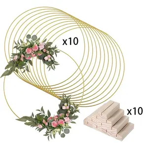 10 Piece Metal Floral Ring Centerpiece Table Decor, Craft Rings with 10 Placement Card Clips, DIY Wedding Decoration, Party Decoration, Wedding Centerpieces