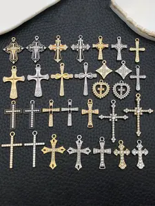 30pcs Mix Assorted Cross Charms for Men Women Jewelry Making Religion Crucifix Cross Dangle Pendants for Easter Jewelry Bracelet Women Necklace Earring Craft Accessory Decoration