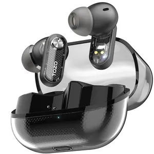 TOZO Crystal Pods Hybrid Active Noise Cancelling Wireless Earbuds, Dual Mics ENC AI Clear Calls, Bluetooth 5.4 in Ear Headphones IPX5 Waterproof Headset, 32 EQs Via App, Black FathersDayGift Electronic Stereo Audio Charging Connection Custom