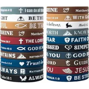 Christmas Jewelry Christian Bible Verses Silicone Wristbands-20 Pieces for Men Women-Popular Bible Verses Faith Rubber Bracelets-Religious Jewelry Gifts