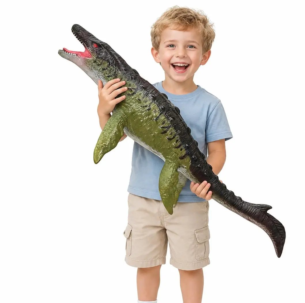 32" Unisex Rubber Inflatable Mosasaurus Dinosaur Figure - Body Safe Prehistoric Creature Toy, Large Pretend Play Toddler Party Favors, Birthday Gifts for Kids 3-4 Years