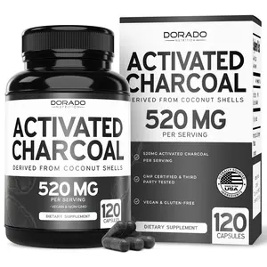 Organic Activated Charcoal Capsules – 520mg Coconut Shell Derived – Digestive Wellness & Bloating Support – Non-GMO, Vegan, Third-Party Tested, USA Made – 120 Count