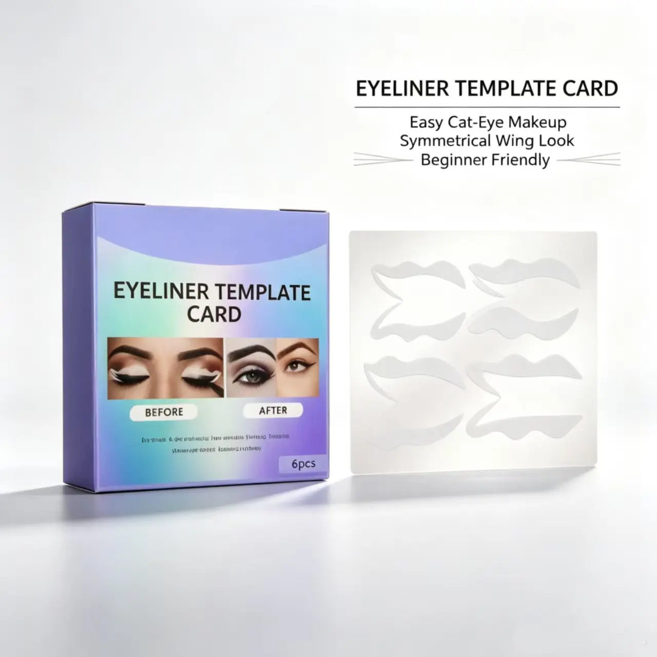 Multi-Function Silicone Eye Makeup Stencil - Eyeliner & Eyebrow Template for Flawless Cat Eye Wings, Lightweight Reusable Guide, Portable Dual Material Tool for Beginners, Skin-Friendly Wipe-Clean Card, 3 Years Durability, Daily Use