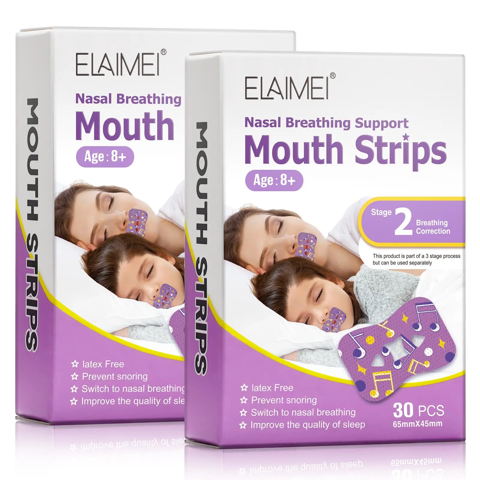 Elaime Sleep Apnea Mouth Tape, 30pcs/60pcs, Prevents Snoring, Ssaliness, and Nocturnal Talking, Suitable for Adults & Kids