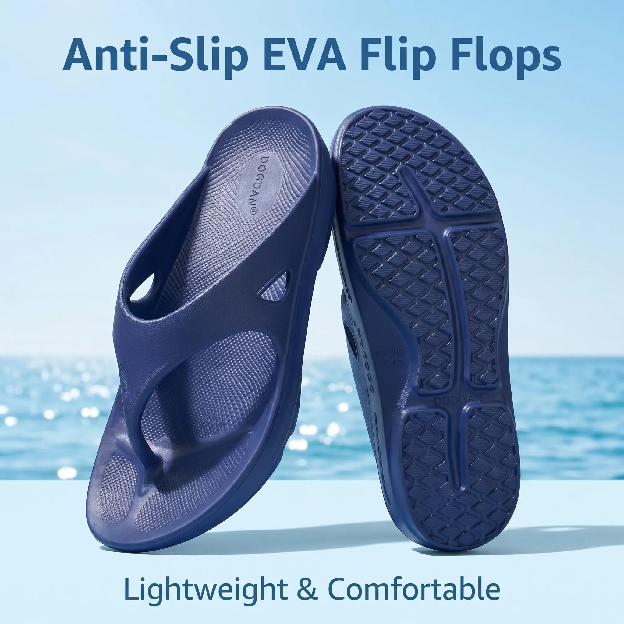 Zovrwin Women's Flip Flops Thong Cushion Sandals Toepost Slippers for Home Shower Beach