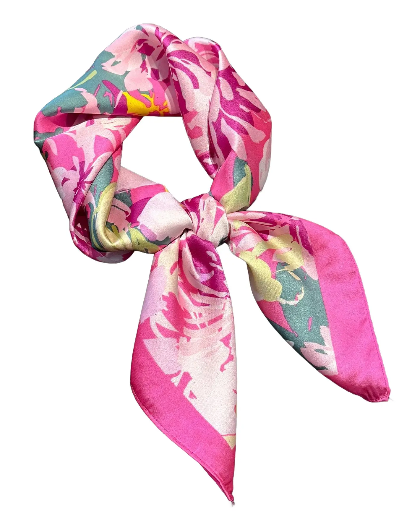 Ditsy Floral Print Square Scarf, Fashionable Soft Satin Scarf for Women, Casual Versatile Scarf for All Seasons, Fashion Accessories for Daily Wear