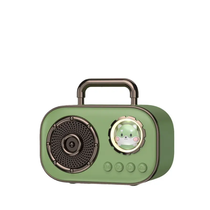 Retro Vintage Rechargeable Silicone Bluetooth 5.0 Speaker - Portable, Compact Battery Powered Speakers with MP3 Streaming, USB Drive, Small Radio, Cable, Memory Card Compatibility for Smartphones & Tablets, Ideal Birthday Gift for Girls, Portable Speakers