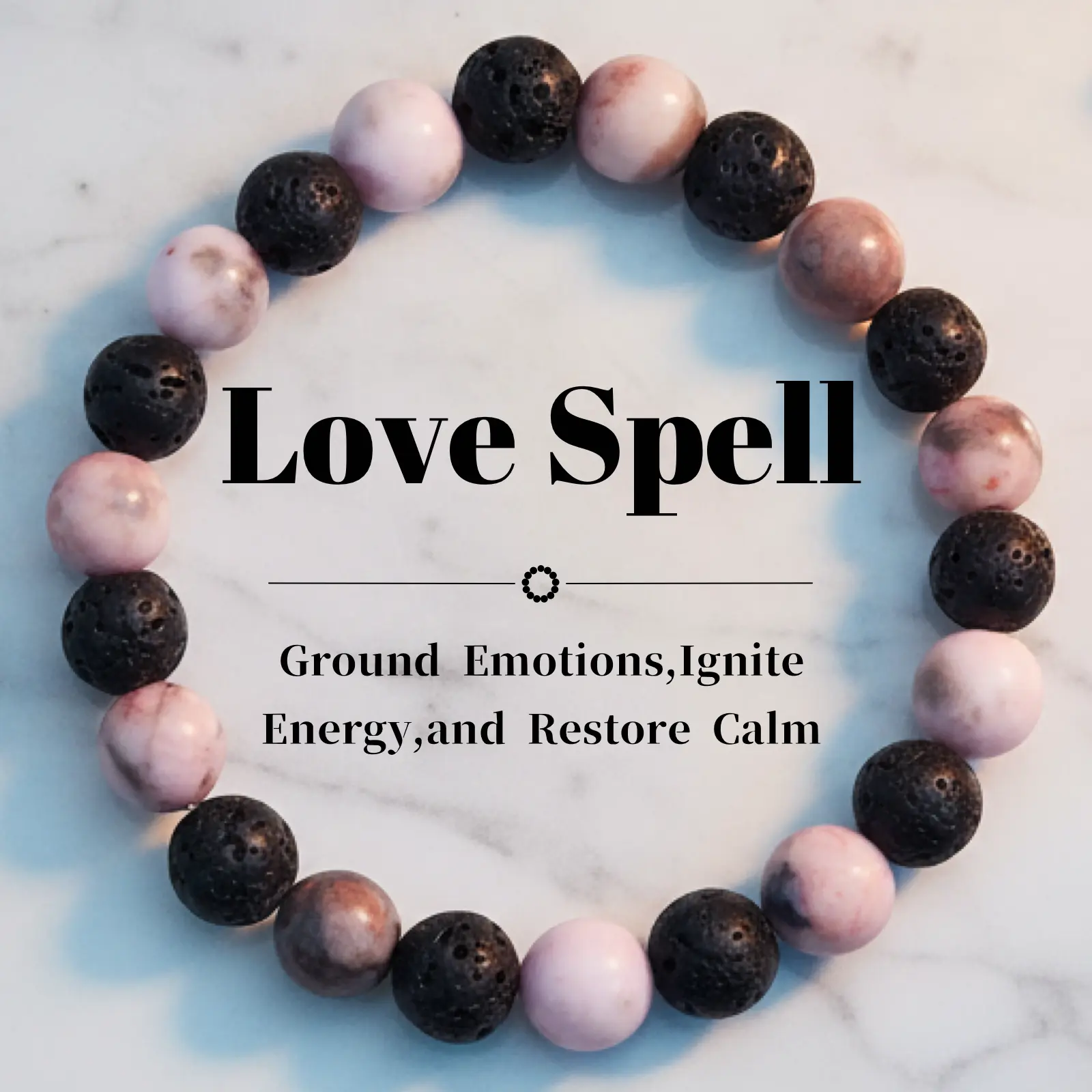 Unisex Beaded Bracelet - Pink Zebra Jasper & Lava Rock Crystal Bangle for Adults, Casual Daily Wear, Calmness, Emotional Balance, Aura Shielding, Heart Chakra Grounding