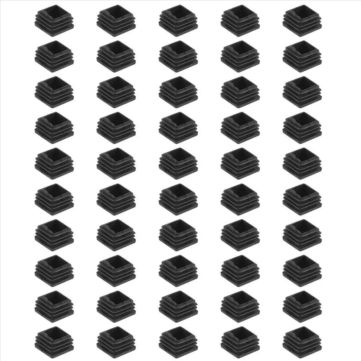 Chair Leg Plastic Blanking End Cap Square Tube Insert Black 20mmx20mm 50pcs